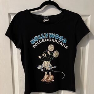 Rare Vintage Dolce & Gabbana Black Sequin Minnie Tee